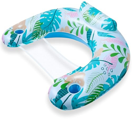 Axinyijia 2025 Nuevos Colchoneta Piscina con Red, Hamaca de Agua con Bomba de Aire, Flotadores Piscina para Adultos Niños, Tumbona Hinchable para Piscinas Playas (Verde)