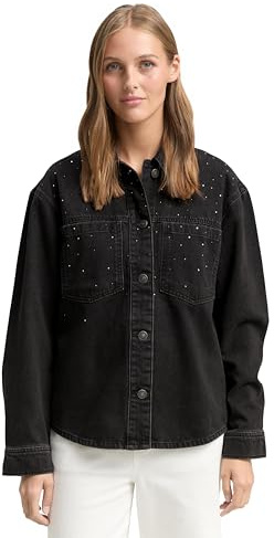 Tom Tailor Denim Damen 1049117 Jeansjacke mit Strass (1er Pack)