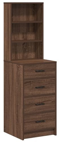 vidaXL modernes Braunes Eichen Highboard für Wohn- und Esszimmer mit 3 Regalen, solide Holzbauweise, Elegante Matte Oberfläche, nur für drinnen geeignet, Möbel Buffet Tisch