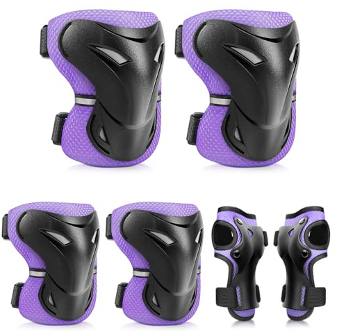 YooxArmor Protection Roller Enfant Fille 3-13 Ans [6pcs] | Genouillère,Coudières et Protège-Poignets,Réglable pour BMX,Skateboard Scooter Inline Skate