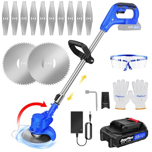 Cordless Strimmer, 21V Electric Grass Trimmer with Batterie, Telescopic Rod Home Garden Trimmer, Rechargeable Handheld Brush Cutter Strimmer Cordless Edger Tool