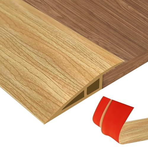 PVC Türschwellen Leiste, Übergangsprofil Selbstklebend Höhenausgleich von 5–10mm, Übergangsleiste Boden zum Verbinden von Bodenfugen und Teppichschwellenübergang, Bodenfliesen 2M