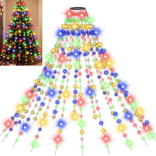 Uping Luci Albero di Natale a Cascata 400 Led 2mx20 Fili Mantello Luci Natale Esterno Interno Colorate Decorazioni Natalizie Funzione Timer