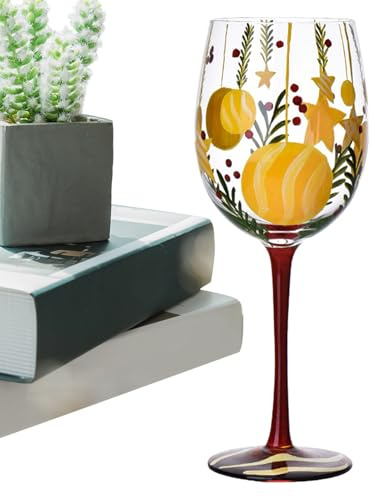 Fyrdyn Copas de vino navideñas,Copas de vino navideñas con tallo | de Navidad de tinto con agujas de pino y árbol de Navidad de Papá Noel - Divertida cristalería navideña, vaso para beber