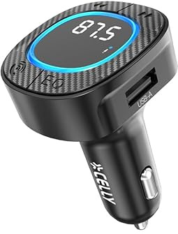 Celly, Car FM Transmitter Kit con Doppia Porta USB per Ricarica Veloce, Luci RGB a 7 Colori, Funzione Vivavoce e Riproduzione Musicale Wireless per Auto