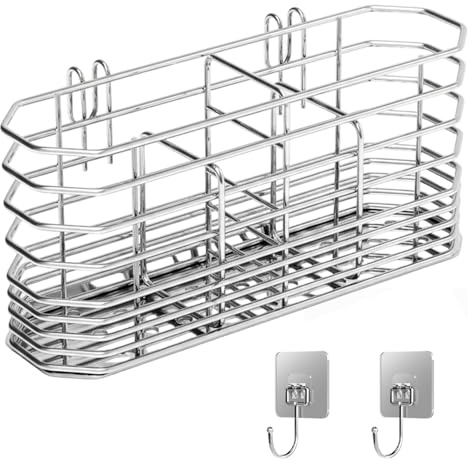 chanyi9588 3 Pack Cutlery Drainer, Cutlery Holder,With Hooks,Kitchen Sink Organiser For Placing Spoons and Utensils,Basket Accessories,Space saving Utensil Drainer,Compact Organizer For Countertop