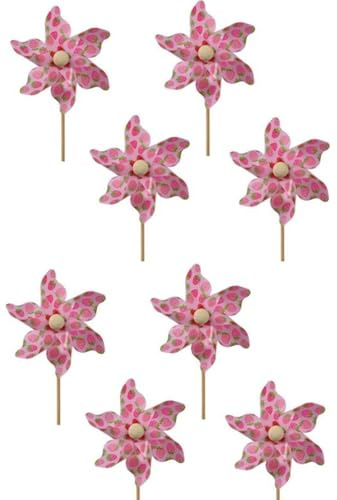 dekoratives Windrad Windmühle auf Stab PVC rosa mit pinkfarbenen Himbeeren in verschiedenen Größen (klein 8 x)