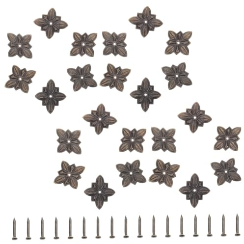 MAJORMENCH Antike Schrankknöpfe Vintage Blumen Dichtung 50 Stück Metallene florale Rückplatte für Möbeldekoration und DIY Projekte
