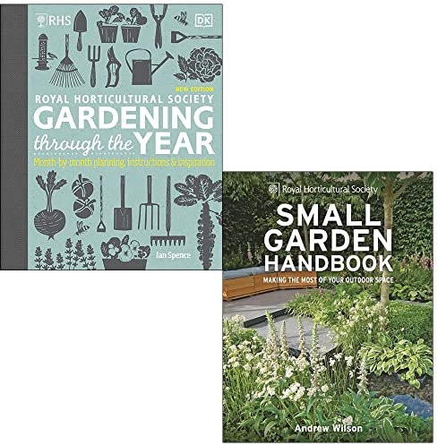 RHS Gardening Through the Year By Ian Spence & RHS Small Garden Handbook By Andrew Wilson 2 Books Collection Set