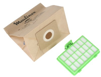 Moulinex MT000101 Juego de 10 bolsas de papel y 1 filtro Hepa H10 para aspiradora Zélio