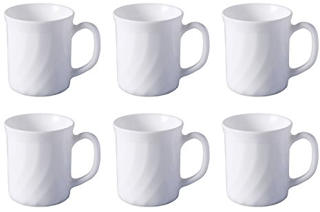 Luminarc 68978 'Trianon' - Taza de café (290 ml, altura de 9 cm, cristal opalino, 6 unidades), color blanco