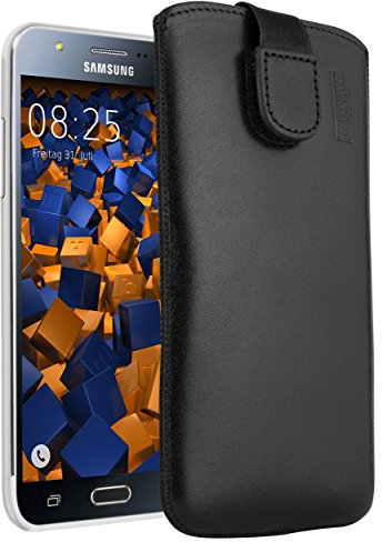 mumbi Echt Ledertasche kompatibel mit Samsung Galaxy J5 2015 Hülle Leder Tasche Case Wallet, schwarz