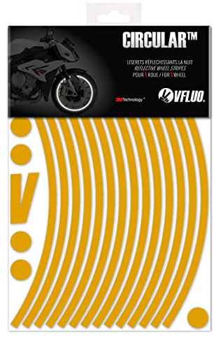 VFLUO - Kit Reflektierende Felgenrandaufkleber Motorrad, Aufkleber für 1 Rad 3M™-Technologie™, 360°-Kreis - Hohe Sichtbarkeit von der Seite – Diskret und Design – Einfache Installation