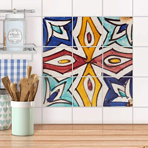 Klebefliesen für Küche und Bad I Fliesen Aufkleber Folie selbstklebend I Fliesen renovieren - Fliesendeko für Küchen- und Badfliesen I Design: Spanish Tile 4
