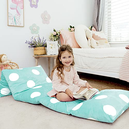 Butterfly Craze Bodenkissen Bett Lounger Abdeckung, gemütliche stilvolle für Kinder Erwachsene, Recliner Bodenkissen für ultimativen Komfort, Kleinkind Nap Matte, nur Abdeckung, Aqua Polka Dot, König