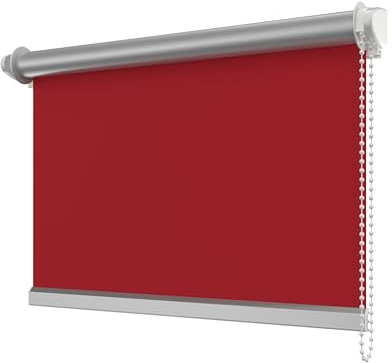 INTERDECO Verdunkelungsrollo/Thermo Rollo, Rot BxH 98,5 x 175 cm, Klemmfix Rollos ohne Bohren, Seitenzugrollos mit Silberbeschichtung