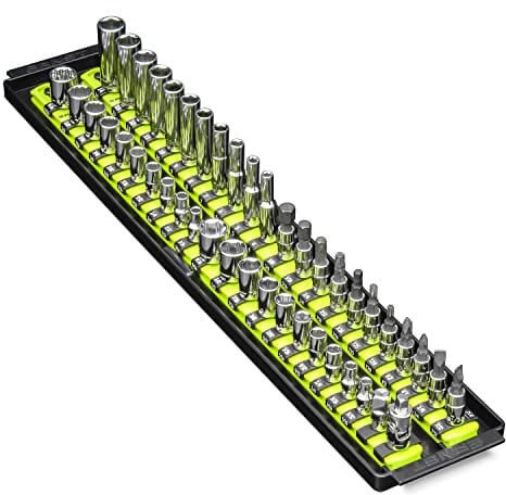 Ernst Manufacturing 8461HV Socket Boss 2-Rail, 1/4-Inch-Drive Socket Organizer, 19-Inch, High-Visibility