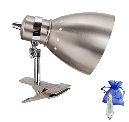 Klemmstrahler Silber matt mit E27 Fassung 230V Klemmlampe 6827ST Klemmleuchte Industrial Leselampe Industrie Design für LED und Glühlampe + Give-Away