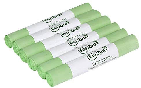 Mini 3L Compostable Caddy Bags - 150 liners - Kitchen Worktop Compost Food Waste Bin Liners for EN13432