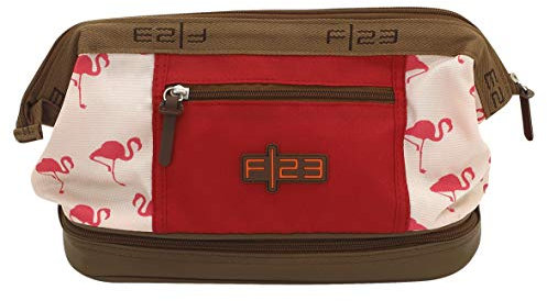 Friedrich|23 Kulturbeutel mit Nassfach &Bügelverschluss, F23, Flamingo, Polyester, beige/Koralle Kulturtasche, 29 cm, 4.0 Liter, Beige/Koralle