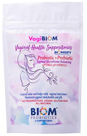 Biom Vaginales probiotisches Zäpfchen: natürliches vaginales pH- und Geruchskontroll-Regime; Balance und nährt das vaginale Mikrobiom, keine Parabene (5 Stück)