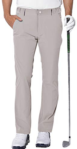 AOLI RAY Herren Golf Hosen wasserdichte Golf Stretchhose Schmale Passform Golf Trousers Slim fit Stretch Lang Golfhose Golf Pants Cremeweiß L