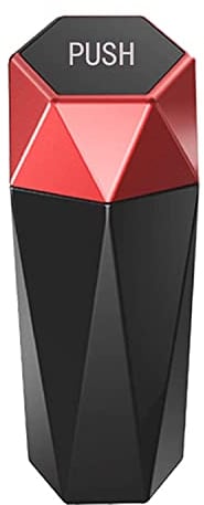 XUEQI Mini Car Trash Can Plastic Metal Car Garbage Trash Can Small Car Little Bin Push Type Automotive Waste Storage Mini Garbage Can Waste Storage,Red Black
