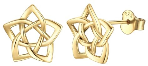 ChicSilver Damen Keltischer Knot Ohrstecker vergoldet Pentagramm Ohrstecker für Weihnachten Valentinstag Muttertag