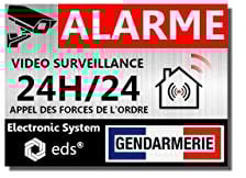 Stickers Alarme Vidéo Surveillance 24H/24 – Lot de 8 Autocollants Dissuasifs Effet Métal | Sécurité Maison, Commerce, Garage, Immeuble | Anti-Cambriolage, Qualité Pro. (Gendarmerie)