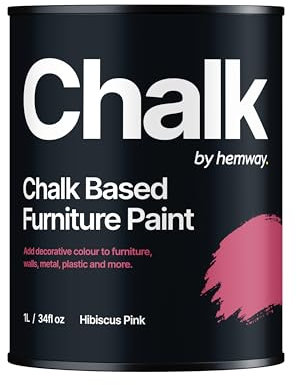 Hemway - Chalk Based Furniture Paint - Hibiscus Pink 1 L | Chalky Matt Shabby Chic Finish for Interior & Exterior Home Decor | Quick Dry & All-in-one