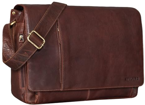 STILORD 'Elias' Echtleder Umhängetasche 15.6 Zoll - der verbesserte Klassiker - Vintage Lifestyle 2.0, Farbe:maraska - dunkelbraun