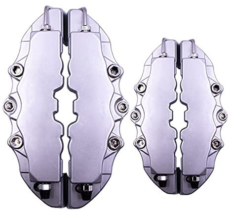 2 Pair Caliper Covers Endless Brake Caliper Cover Front Rear Brake Pliers Caliper Cover Decoration Cover for Wheel Hub 18in-20in,ABS,Silver