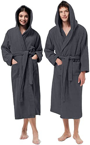 Jenny Sesal Accappatoio UNISEX Spugna, Ideale per CASA, SPA, SAUNA, PALESTRA. Morbido e con alta capacità di asciugatura (IT, Testo, XXL, Regular, Regular, Grigio)