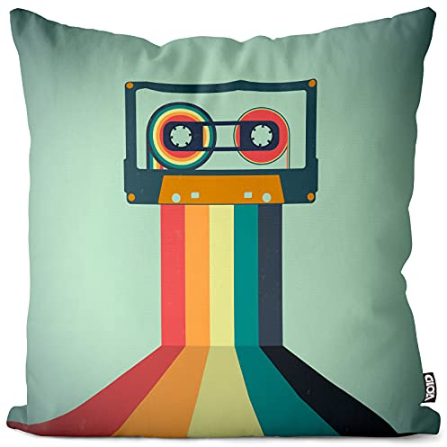 VOID Retro Musik Kassette 70er Kissenbezug Kissenhülle Sofakissen Kissen Deko Outdoor-Kissen Dekokissen, Kissen Größe:40 x 40 cm