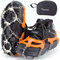 Sportneer Steigeisen Eisstollen Traktion, 19 Spikes Edelstahl Anti-Rutsch EIS Schnee Grips für Schuhe Stiefel, Sicherer Schutz für Gehen, Joggen, Klettern, Angeln, Bergsteigen, Wandern, Orange, L
