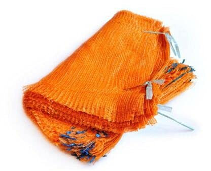 100 Orange Net Sacks - 45cm x 60cm - Holds 15Kg - Mesh Woven Bags - Kindling Logs Onions.