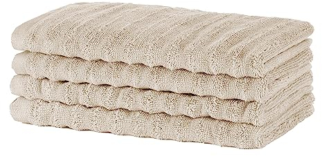 Merana Oslo Handtuch Set | schnelltrocknend, weich & fusselfrei | Frottier Luxus Qualität | 100% Baumwolle Frottee | Oeko-TEX | 590 GSM | Gästetuch & Gesichtstuch | Beige (4 x Gästetücher 30x50cm)