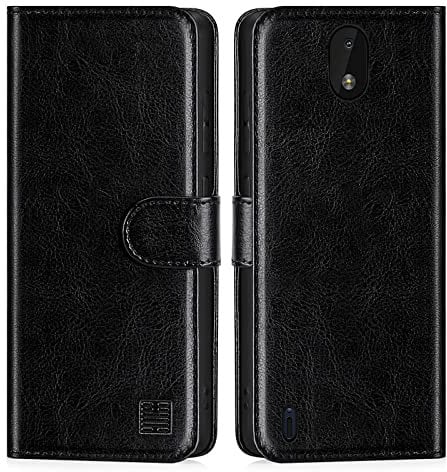 32nd Book Wallet PU Leather Flip Case Cover For Nokia C01 Plus, Design With Card Slot and Magnetic Closure - Black