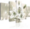 B&D XXL - Tableau décoratif nature 150x75 cm - Impression sur toile colorée - Décoration murale pour salon et chambre - Abstraction lueur fleurs lys nature plantes vert clair b-C-0041-b-p