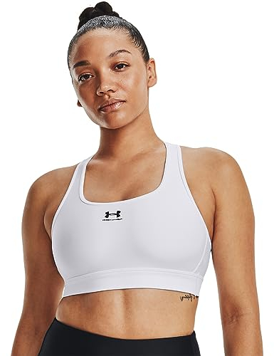 Under Armour Damen Ua Authentics Mid Padless Sport BH Mit Mittlerer Unterstützung, Schweißableitender Ohne Polster, Weiß, M EU