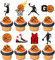 SYKYCTCY 24 Pack Basketball Cupcake Toppers - Player Slam Dunk Apparel Picks for Baby Shower, Sports Theme Birthday Party Cake Decorations Supplies