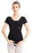 boruizhen Ballett Trikot Damen Turnanzug Mädchen Kurzarm Gymnastikanzug Mesh Tanztrikot mit BH-Pad Schwarz,S