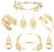 Milacolato Schmuck Set Damen 6 Teiliges Griechisches Göttinnen-Kostümzubehör Set Für Frauen Boho Goldenes Lorbeerblatt Ohrringe Spule Oberes Armband Oberarmreif Gold Toga Kostümschmuck