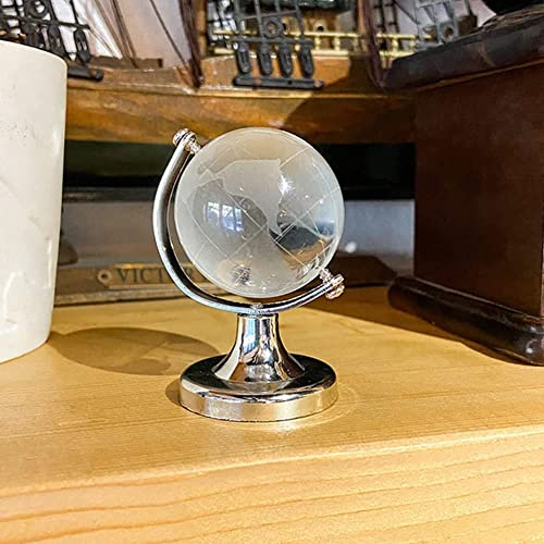 4ever Mini globe en cristal transparent - Presse-papier pour bureau, décoration d'intérieur, cadeaux de mariage, loisirs créatifs, décoration miniature, carte du monde ronde (diamètre de la boule 8,5