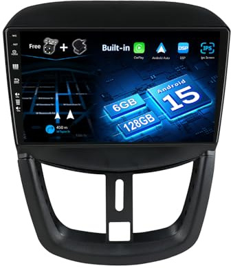 JOYX - [6G+128G] - Android 14 IPS Autoradio pour Peugeot 207 (2006-2015) - sans Fil Carplay/Android Auto - LED Caméra + MIC - 2 Din 9 Pouce - DSP Dab Volant WLAN 4G 360-Caméra Fast-Boot AHD-Camera BT
