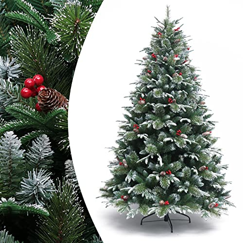 Künstlicher Weihnachtsbaum Mit Schnee Und Tannenzapfen, Tannenbaum Christbaum Künstlich Naturgetreu Und Mit Dicht Bestückten Zweigen Für Weihnachten-Dekoration Inkl. Metallständer,6.8ft