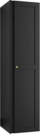 Mirjan24 Kleiderschrank Rotuni 1D, Schrank mit 2 Fächer und 2 Doppelhaken, Drehtürenschrank, Garderobenschrank (Schwarz)