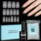 TOMICCA Faux Ongles Transparent Couverture Complète Ongles Capsules, 4 en 1 Colle Faux Ongles, Ballerina Court 150 Pièces 15 Tailles