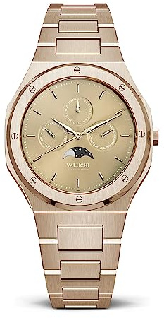Valuchi Herren Mondkalender Automatik Mondphase Uhr - Gelbgold, Roségold Grün, Rotgold, Grün, Modern