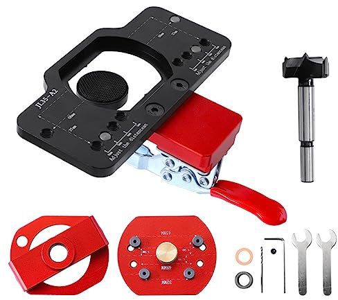 CENPEK 35 mm Scharnierbohrlehre, Bohrführung, Verstellbarer Abstand zwischen Scharnierlochkanten für Möbelscharnieröffnungen